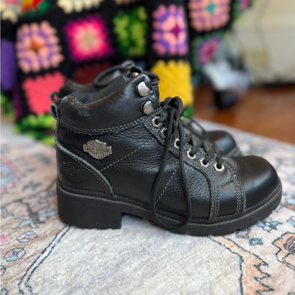 Harley-Davidson Women’s Black Leather Moto Boots Sz 5.5 US biker